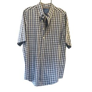 Towncraft Wrinklefree Men's Blue Checkered Short Sleeve Shirt